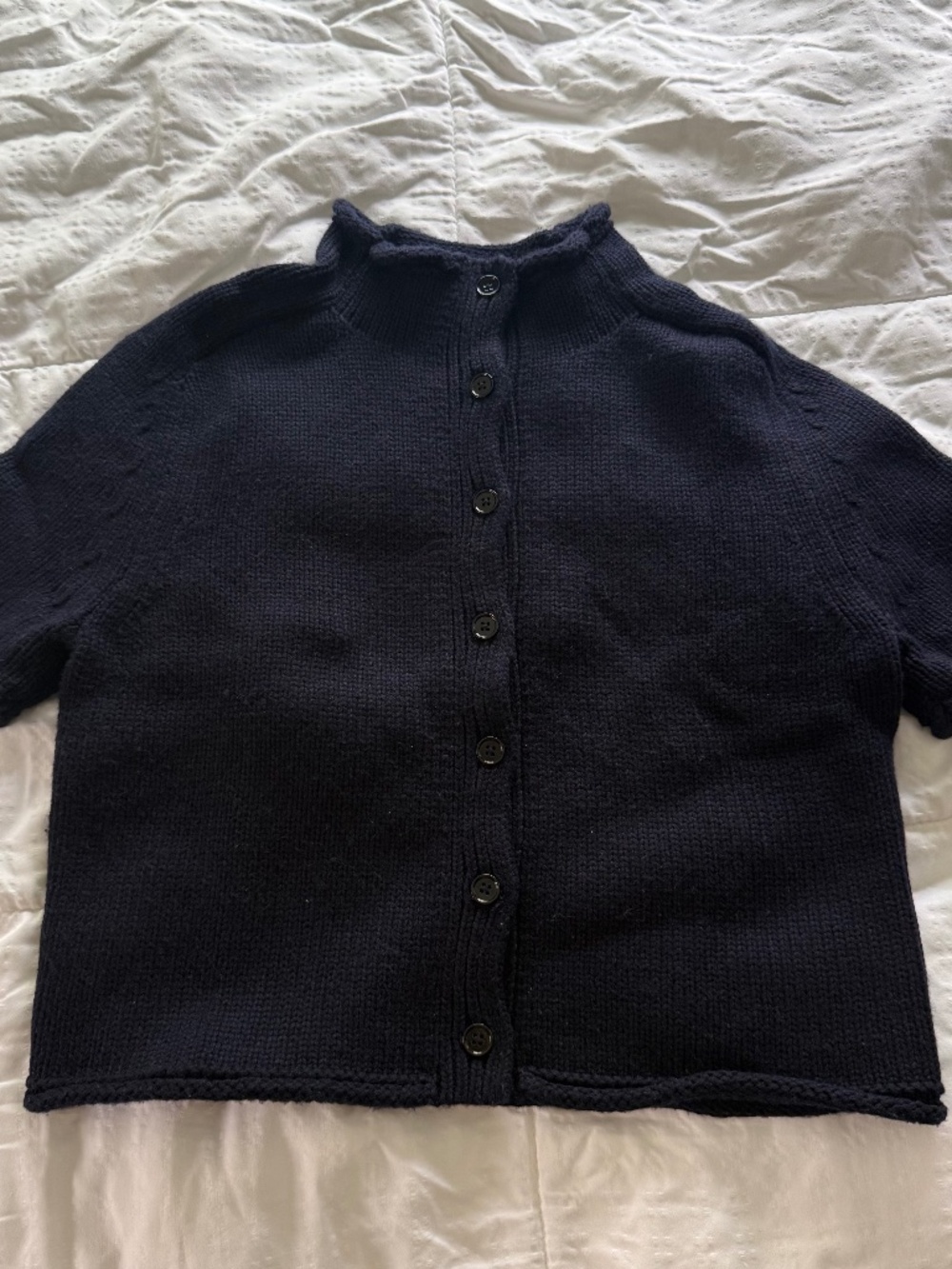Zara Ruffle Mockneck Knit Short Sleeve (Medium)